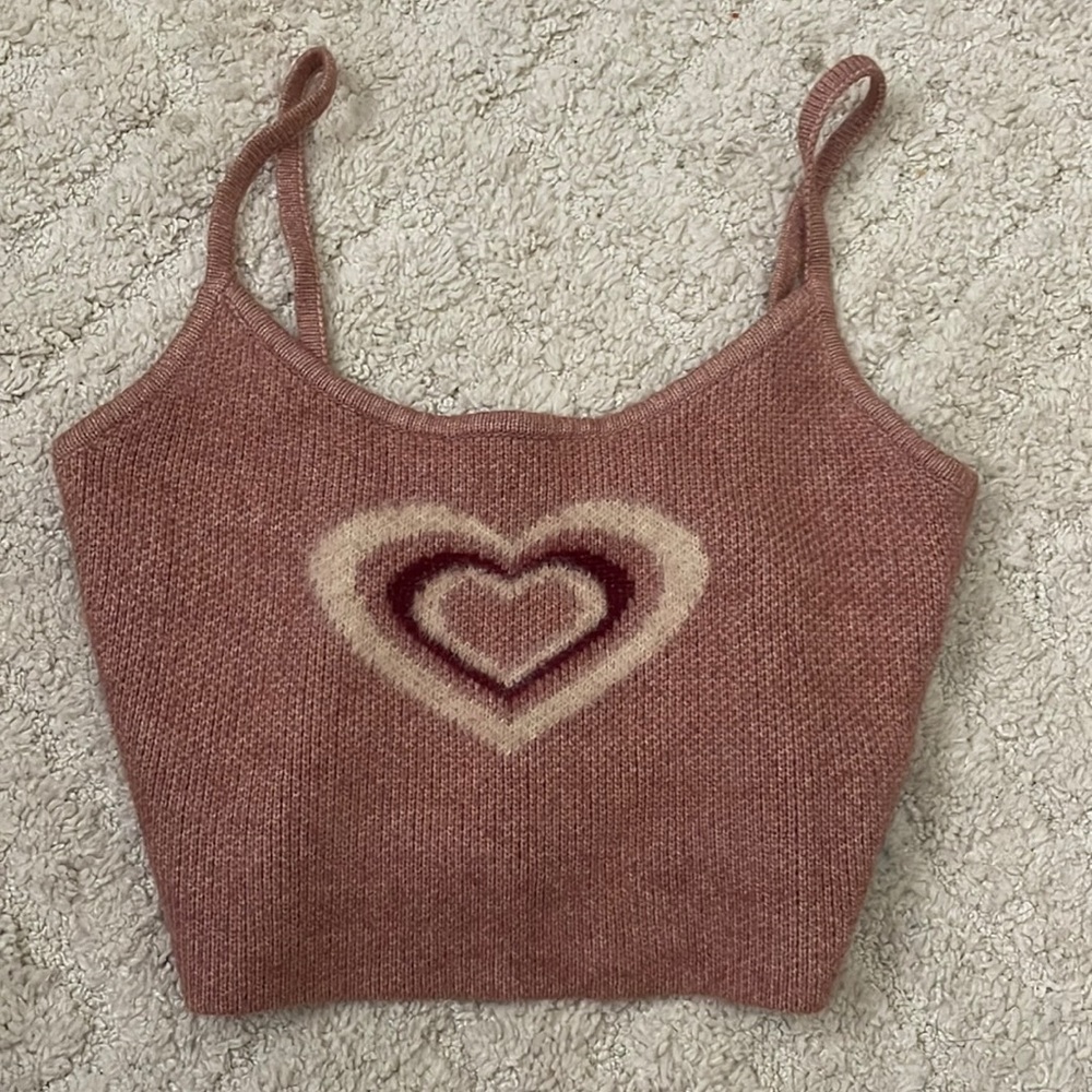 Pink Fuzzy Heart Tank Top